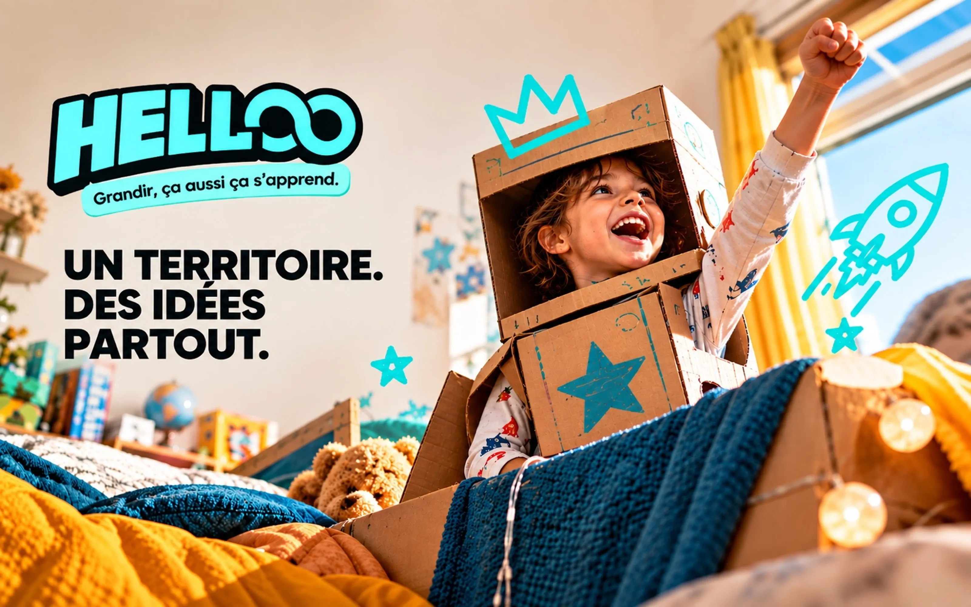 Un enfant dans une fusée en carton, et la promesse HELLOO