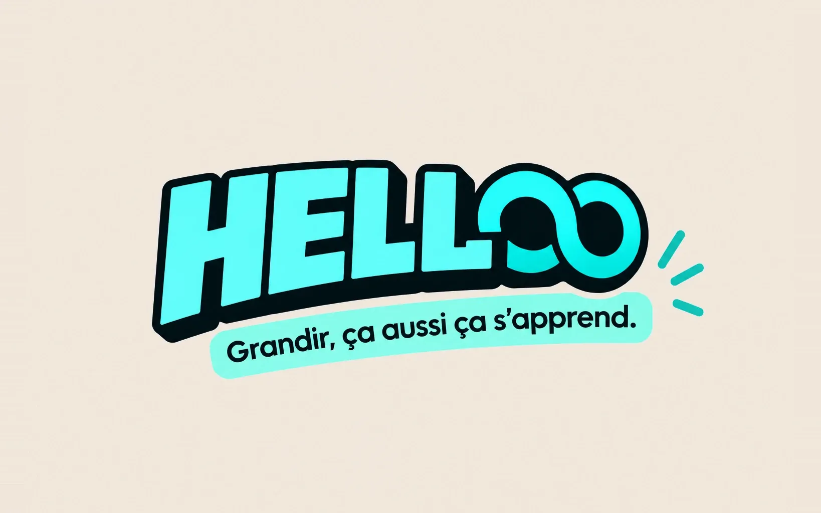 Le logo HELLOO et sa signature, « Grandir, ça aussi ça s’apprend. »
